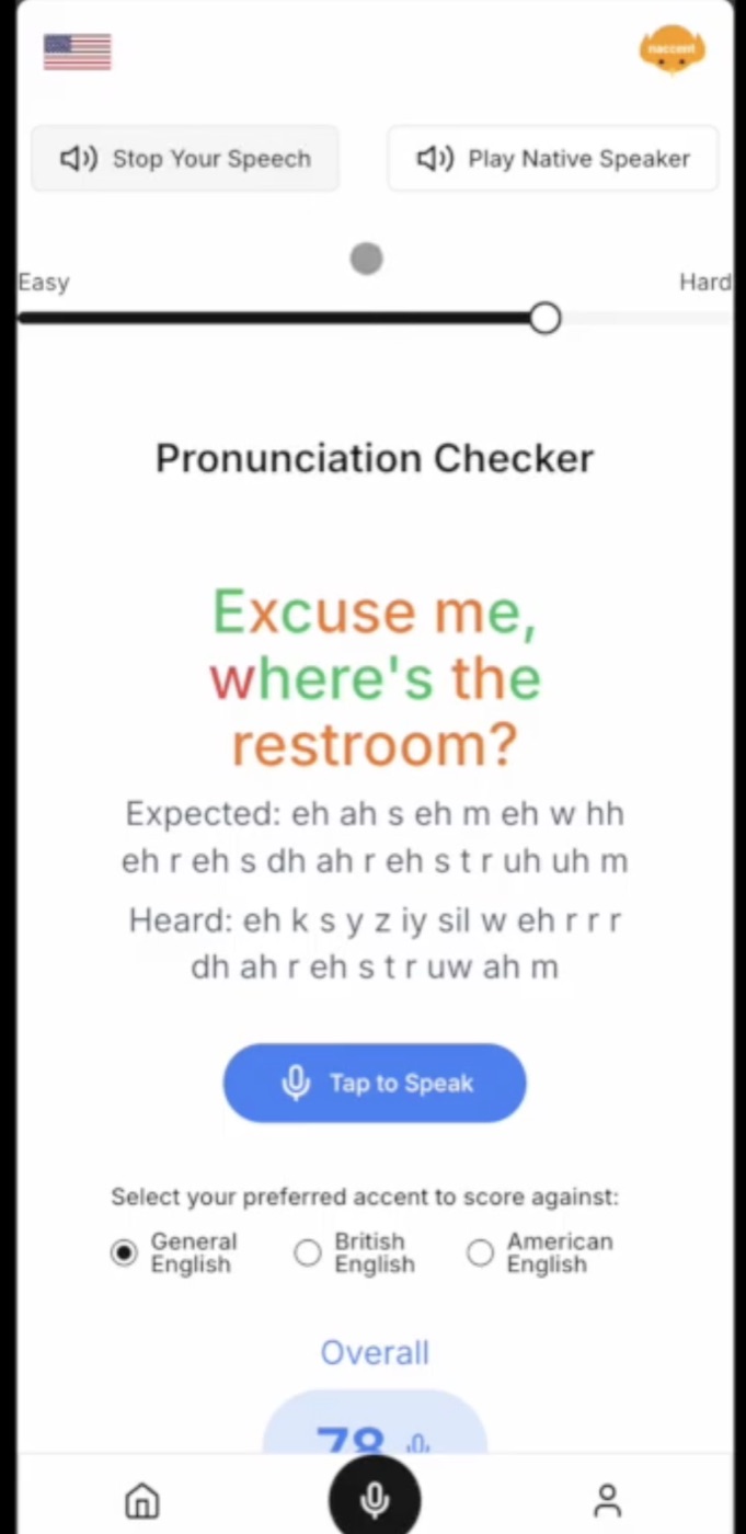naccent — AI pronunciation trainer